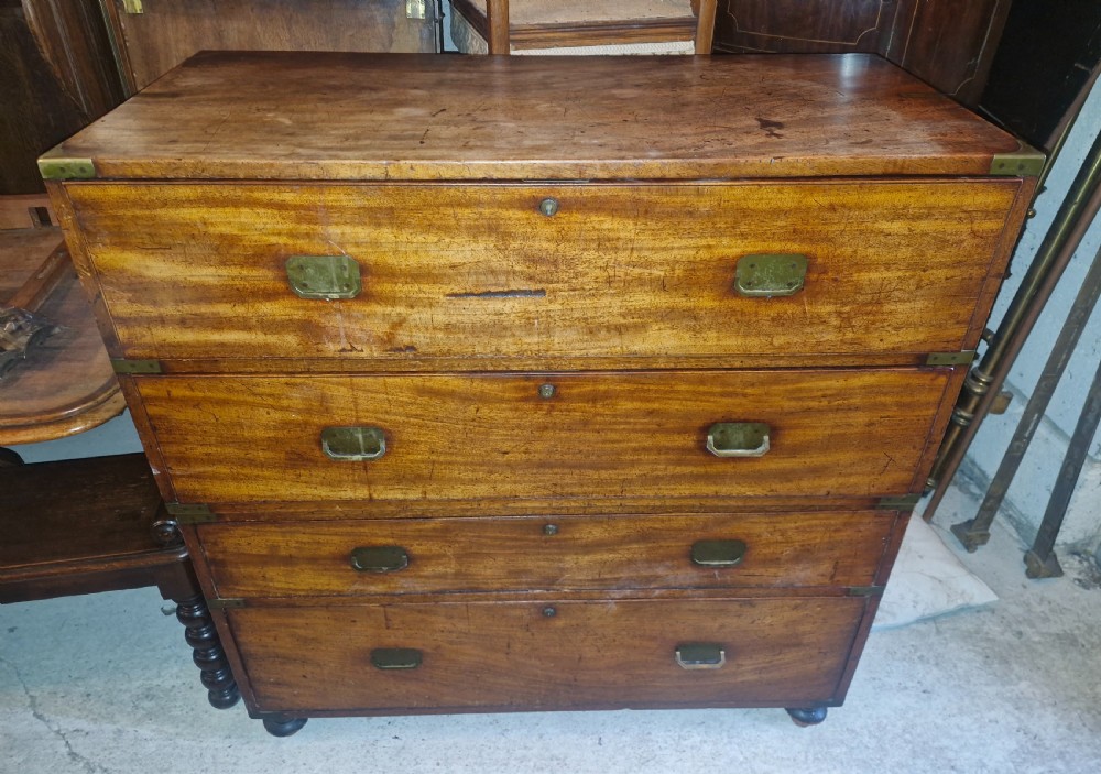 19th century secretaire campaign military chest. 