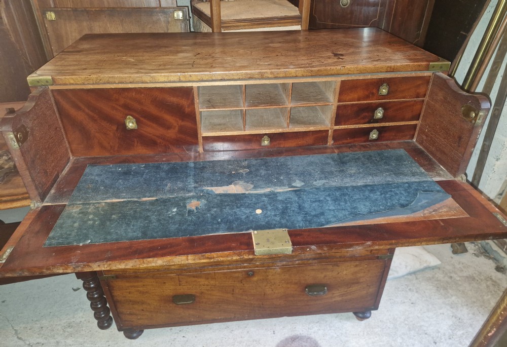 19th century secretaire campaign military chest.  View II