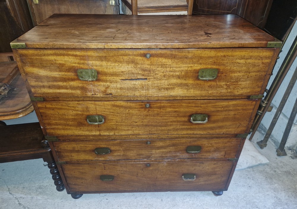 19th century secretaire campaign military chest.  View XIII
