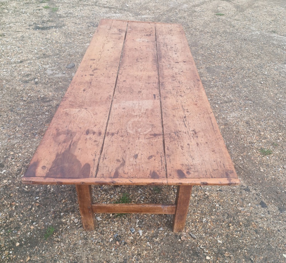Late Georgian 3 plank kitchen dining table.  View X