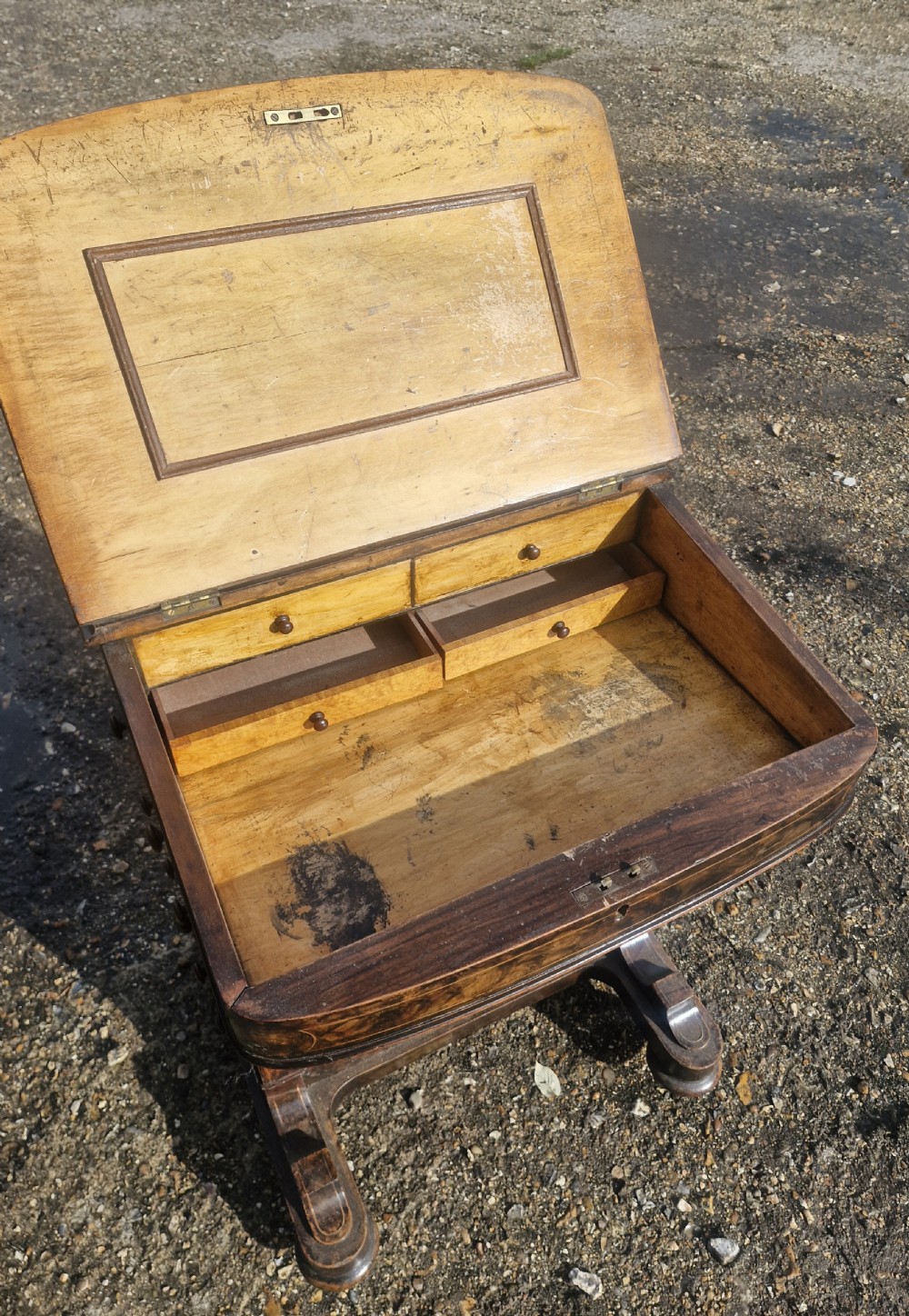 Victorian 4 drawer walnut Davenport.  View V
