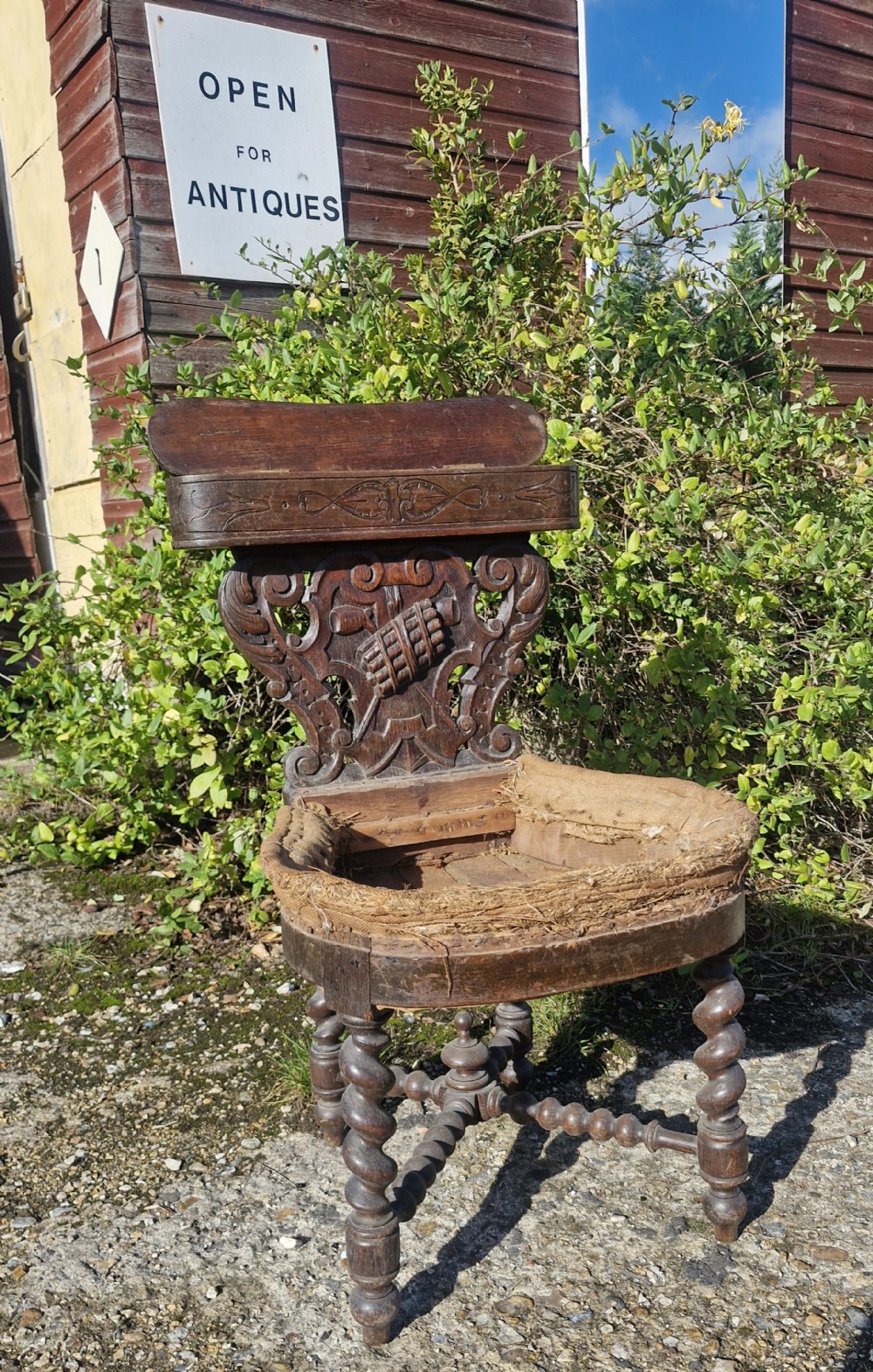 Late 19th century carved oak Cockfighting chair.