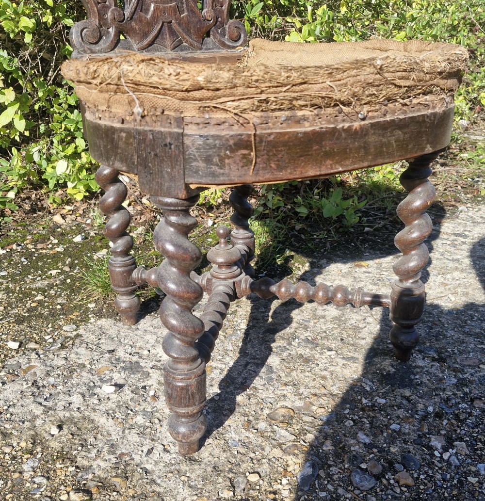 Late 19th century carved oak Cockfighting chair. View VI