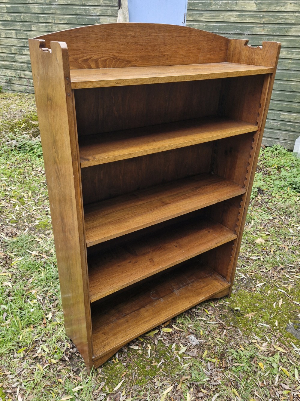 Early 20th century oak open front bookcase.  View III