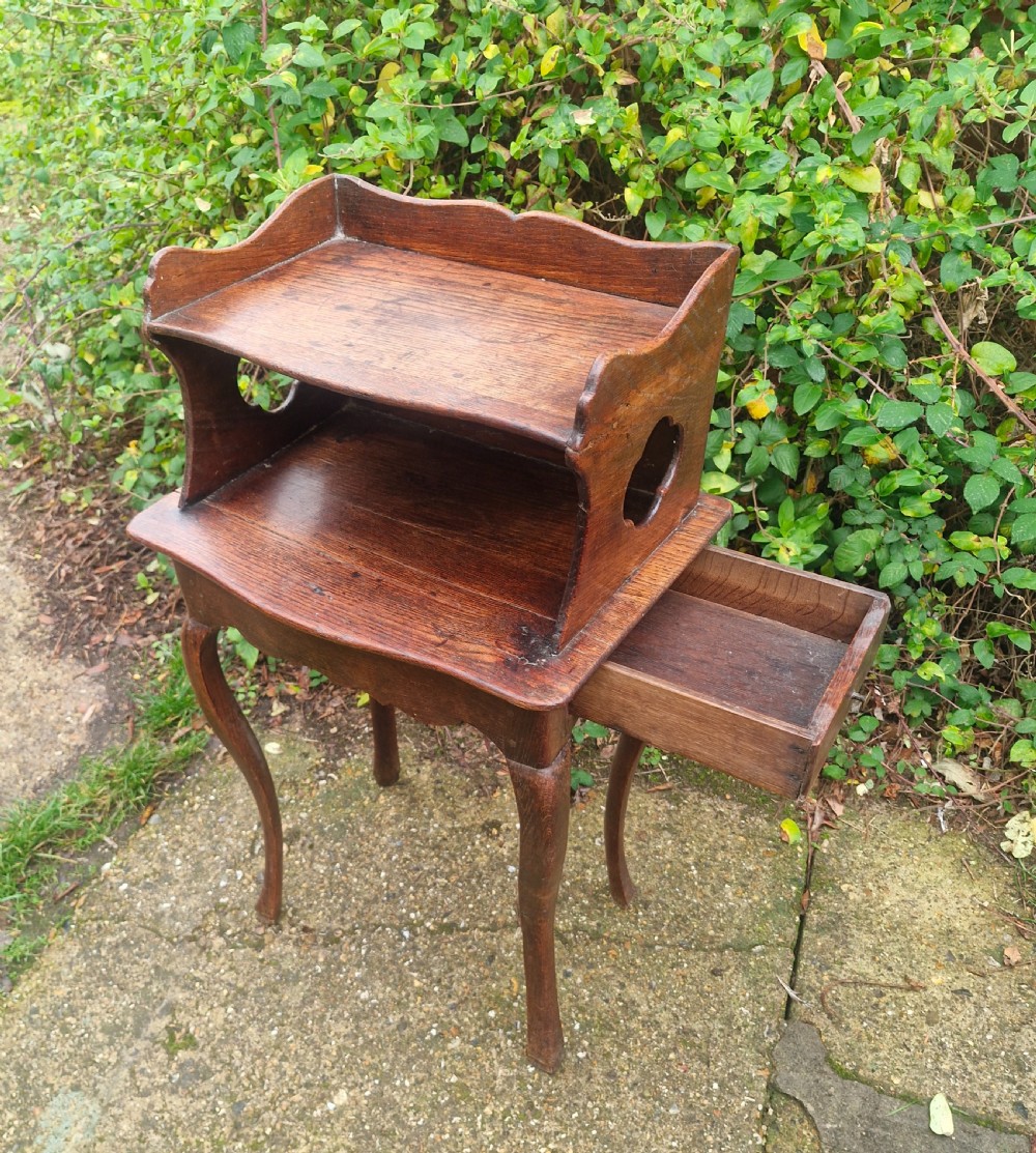 19th century French oak bedside table with drawer.  View II