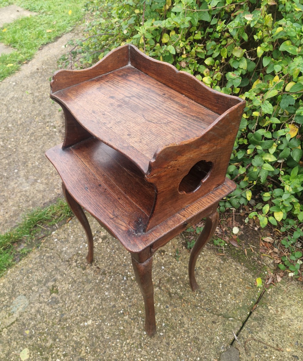 19th century French oak bedside table with drawer.  View IV