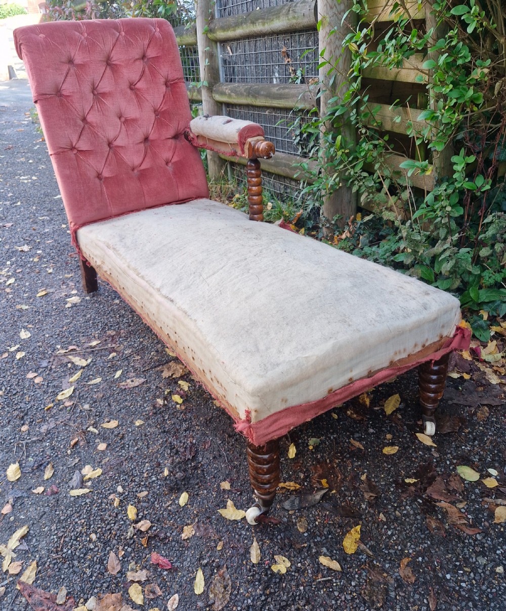 Bobbin framed upholstered day bed. View II