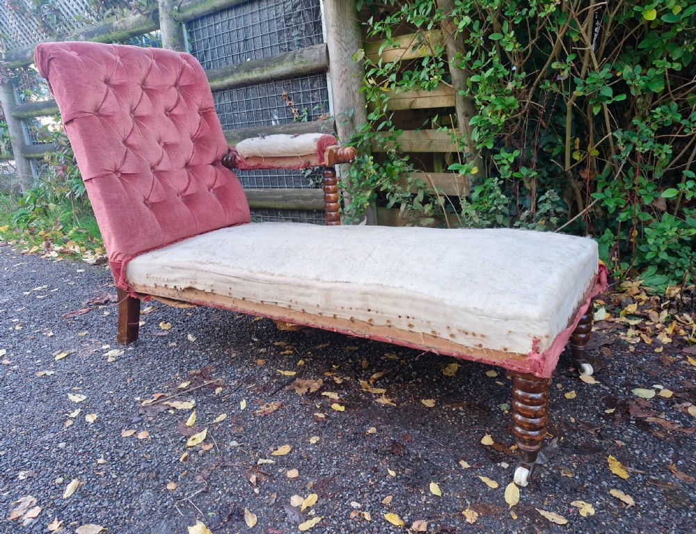 Bobbin framed upholstered day bed. View V