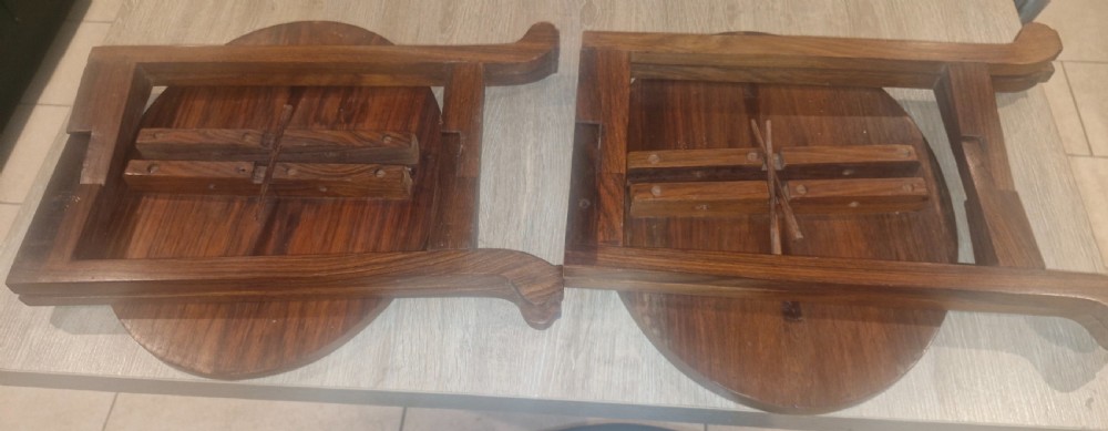 Pair of Anglo Indian bone and wood inlaid occasional tables  View V