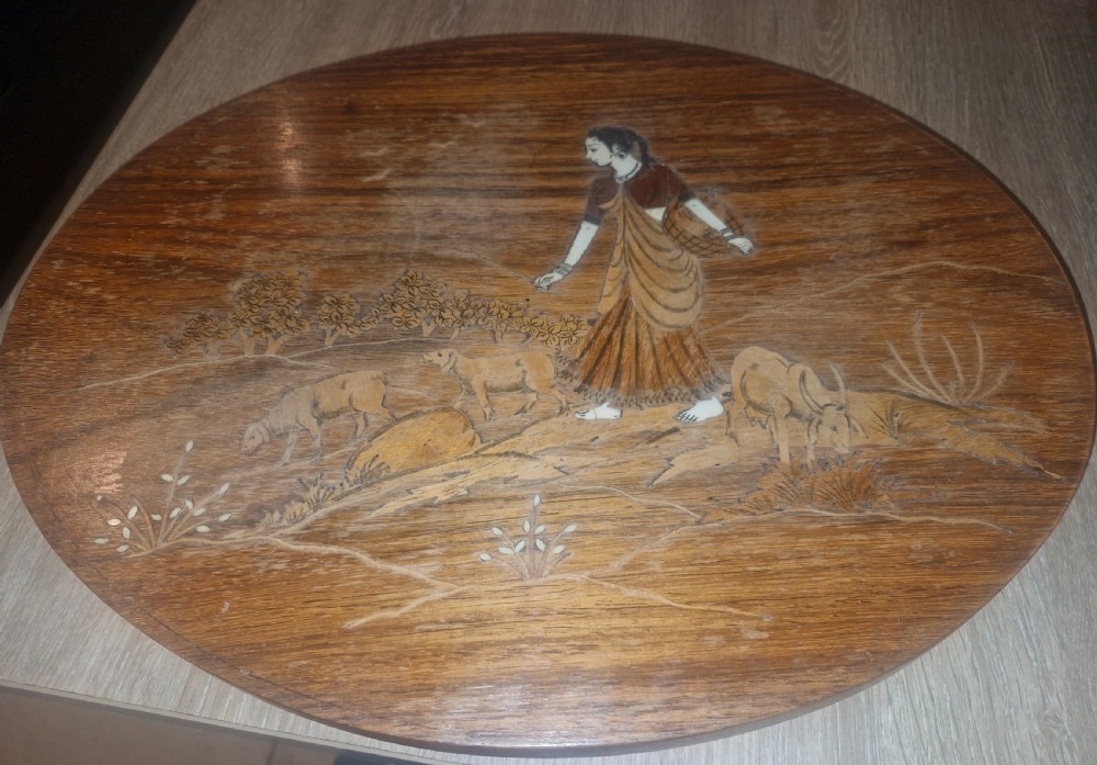 Pair of Anglo Indian bone and wood inlaid occasional tables  View VII