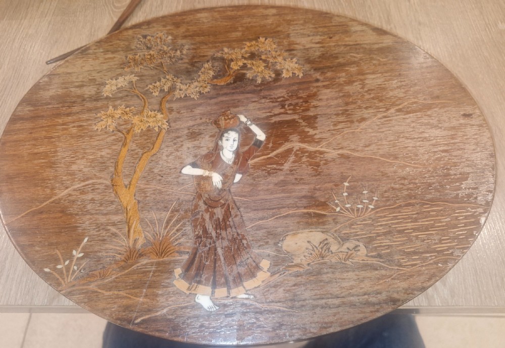 Pair of Anglo Indian bone and wood inlaid occasional tables  View VIII