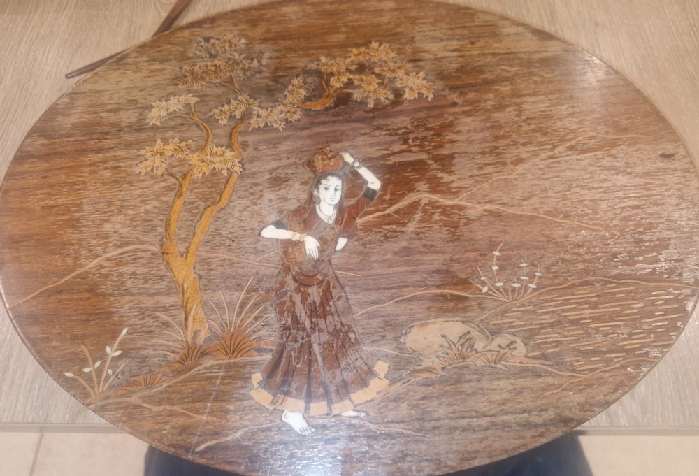 Pair of Anglo Indian bone and wood inlaid occasional tables  View IX