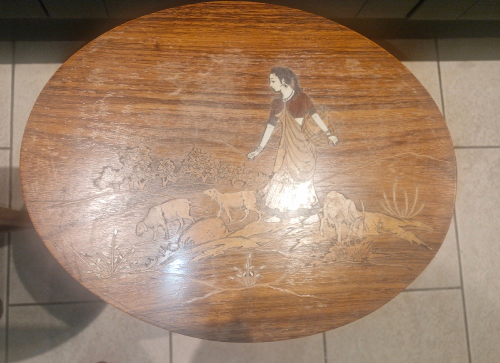 Pair of Anglo Indian bone and wood inlaid occasional tables  View XII