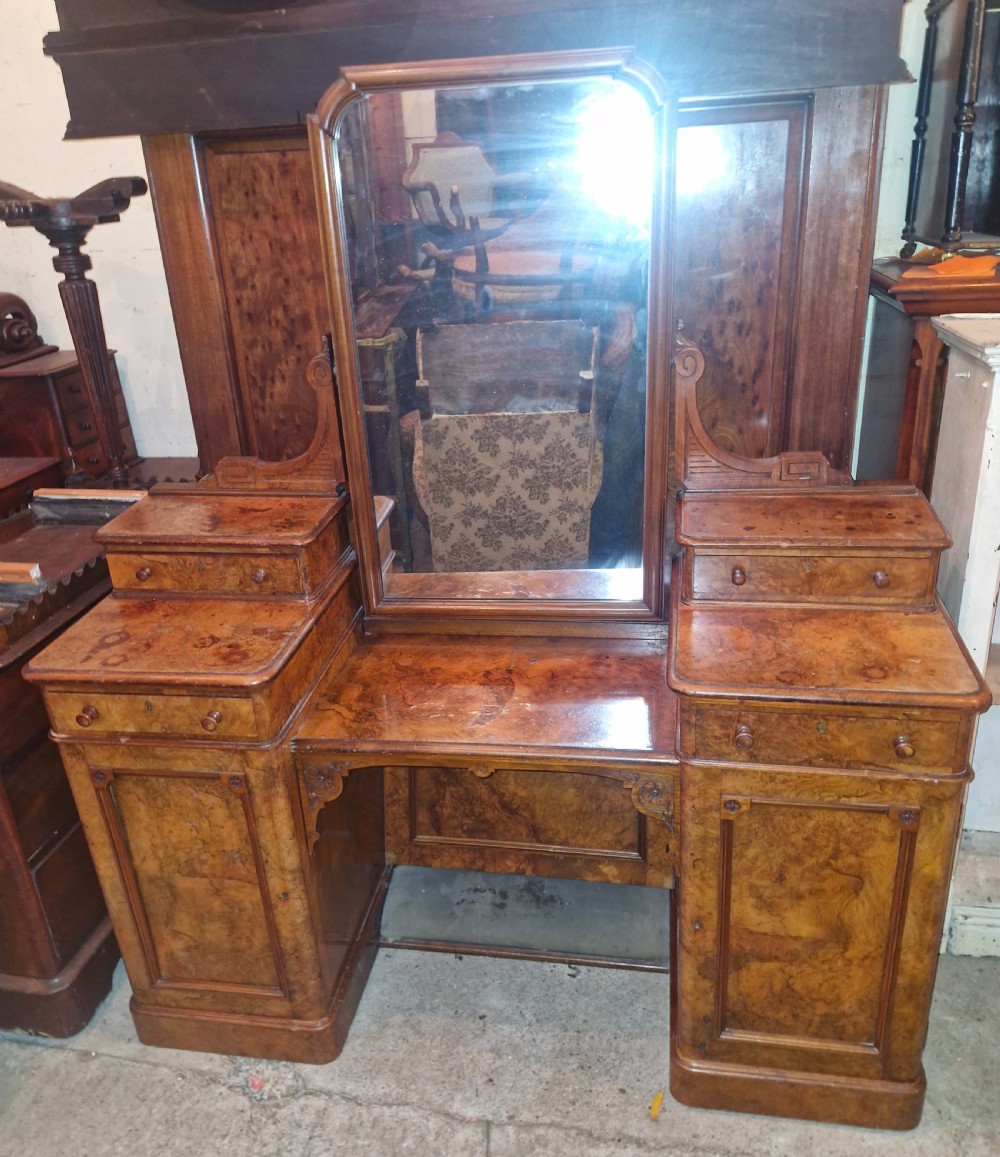 Victorian Scottish walnut dressing table. Makers stamp on locks - ideal conversion for pair of bedside cabinets. 