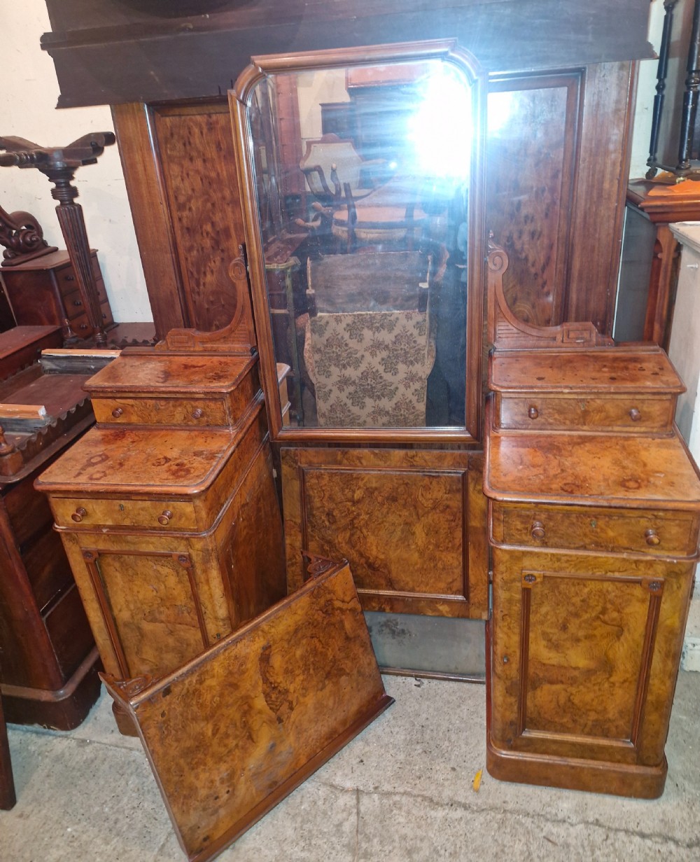 Victorian Scottish walnut dressing table. Makers stamp on locks - ideal conversion for pair of bedside cabinets.  View V
