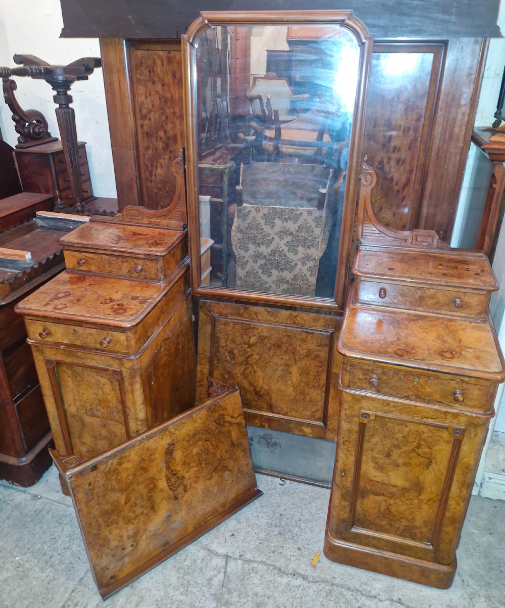 Victorian Scottish walnut dressing table. Makers stamp on locks - ideal conversion for pair of bedside cabinets.  View VI