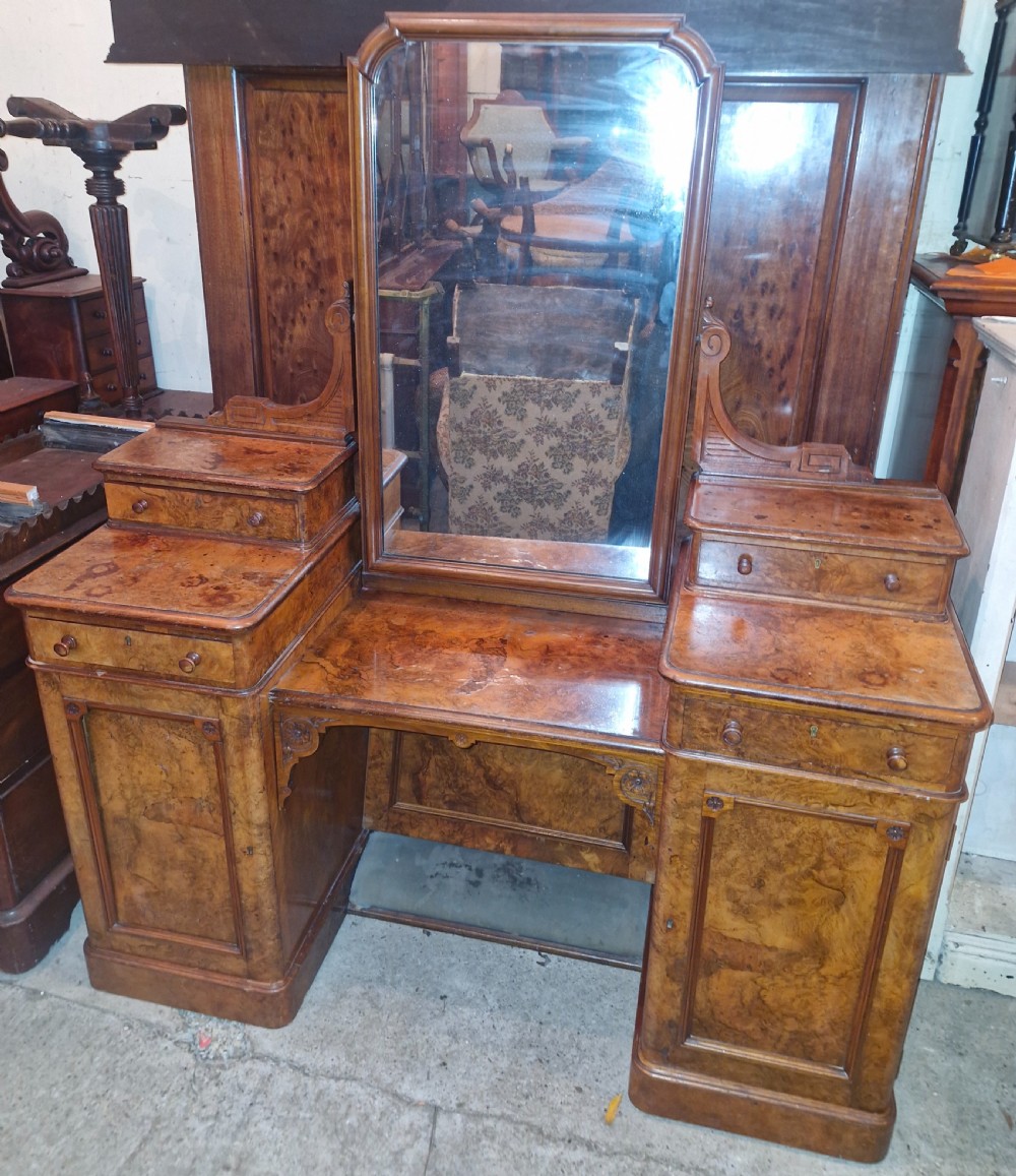 Victorian Scottish walnut dressing table. Makers stamp on locks - ideal conversion for pair of bedside cabinets.  View VII