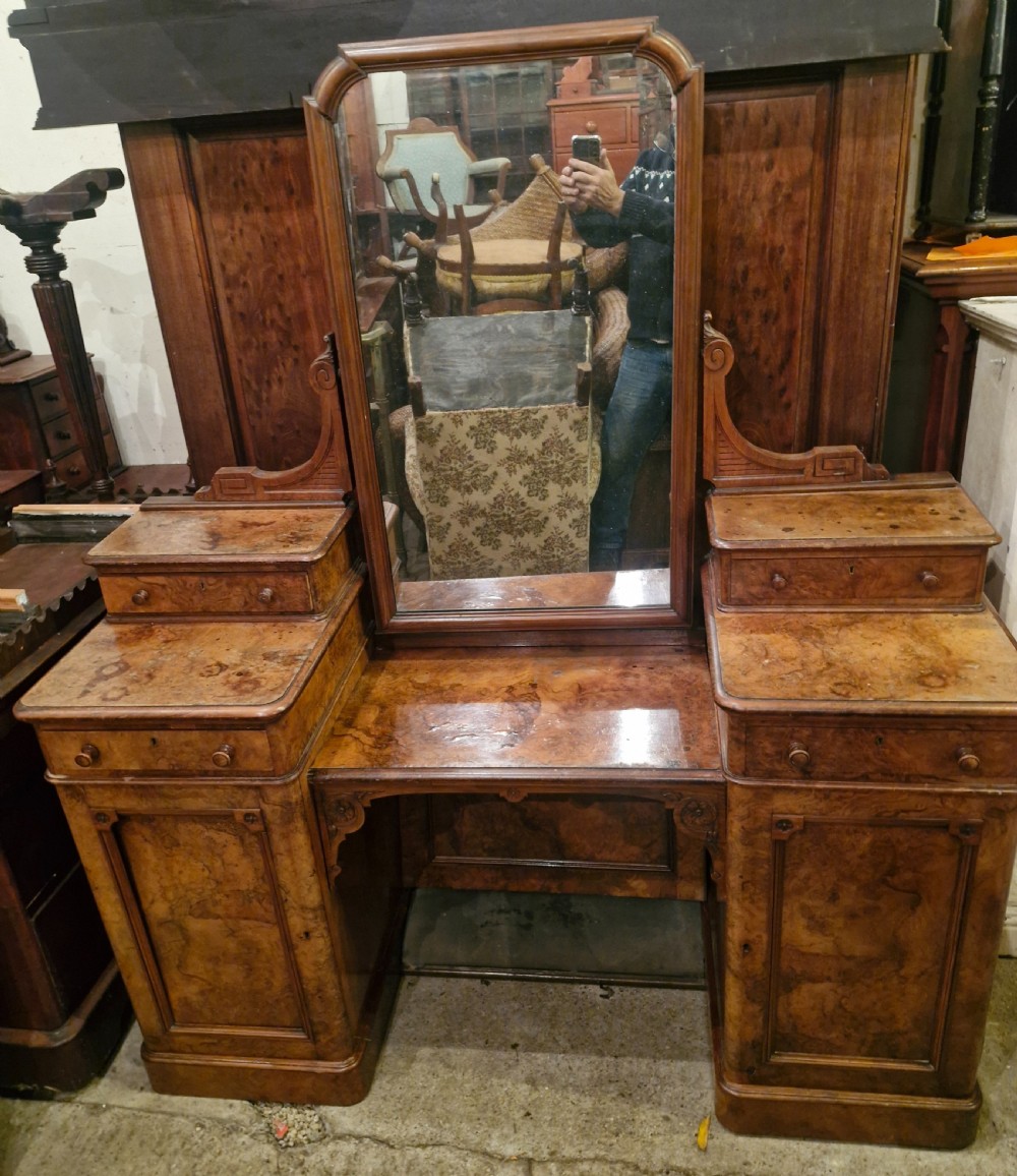 Victorian Scottish walnut dressing table. Makers stamp on locks - ideal conversion for pair of bedside cabinets.  View IX