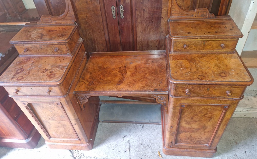 Victorian Scottish walnut dressing table. Makers stamp on locks - ideal conversion for pair of bedside cabinets.  View XII