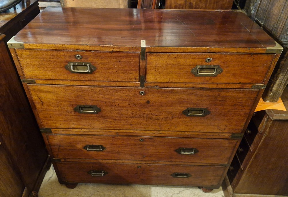 Victorian mahogany 2 part campaign chest of drawers. 