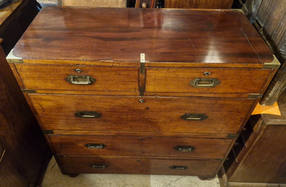 Victorian mahogany 2 part campaign chest of drawers.  View II