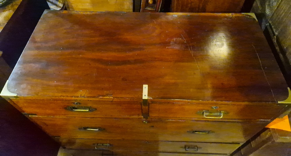 Victorian mahogany 2 part campaign chest of drawers.  View IX