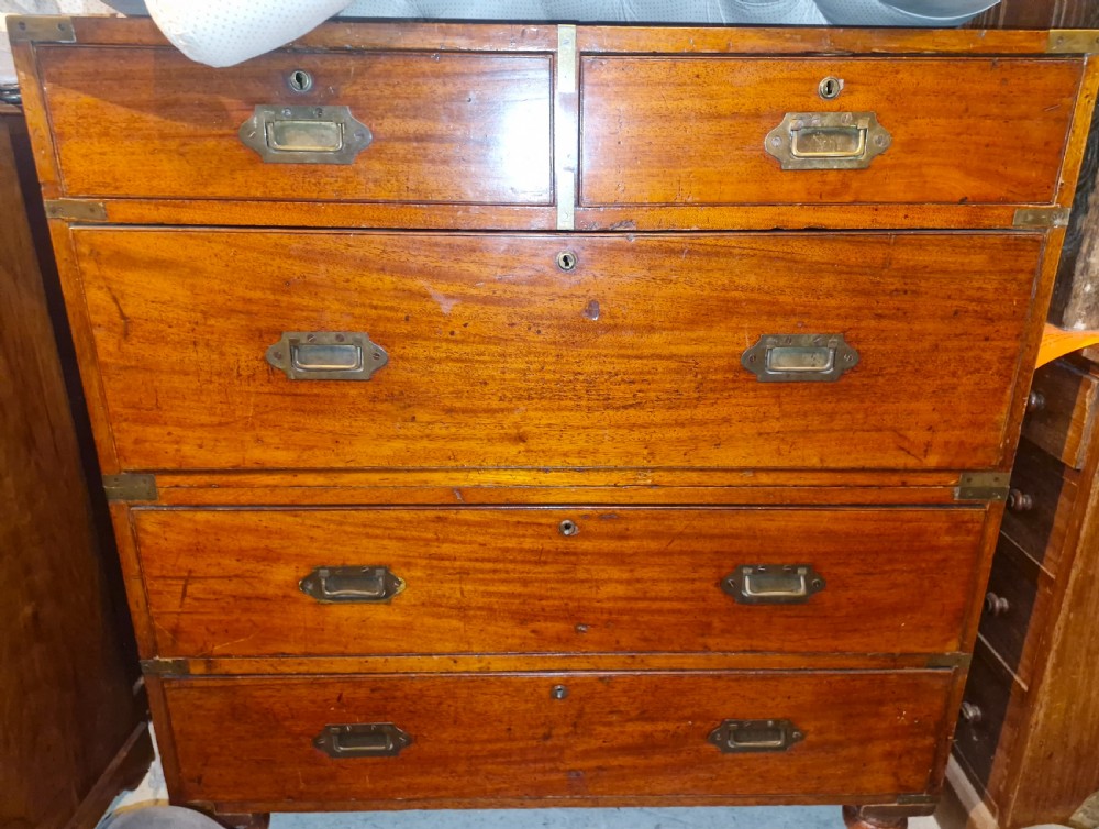 Victorian mahogany 2 part campaign chest of drawers.  View XI