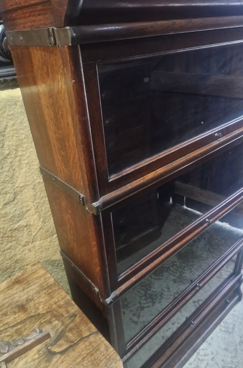 Oak Globe Wernicke bookcase cabinet.  View II