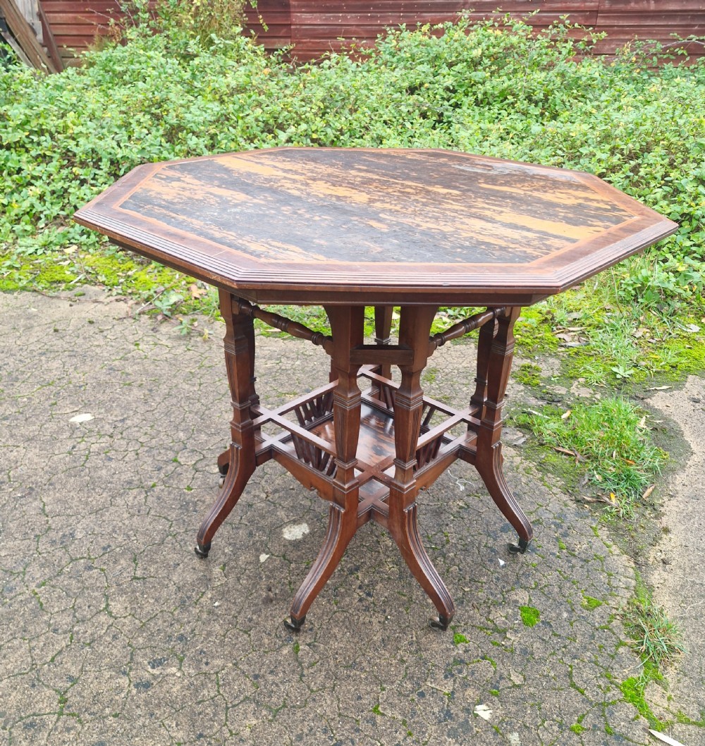 Victorian Aesthetic movement coromandel centre table. Stamped Lamb Manchester. 
