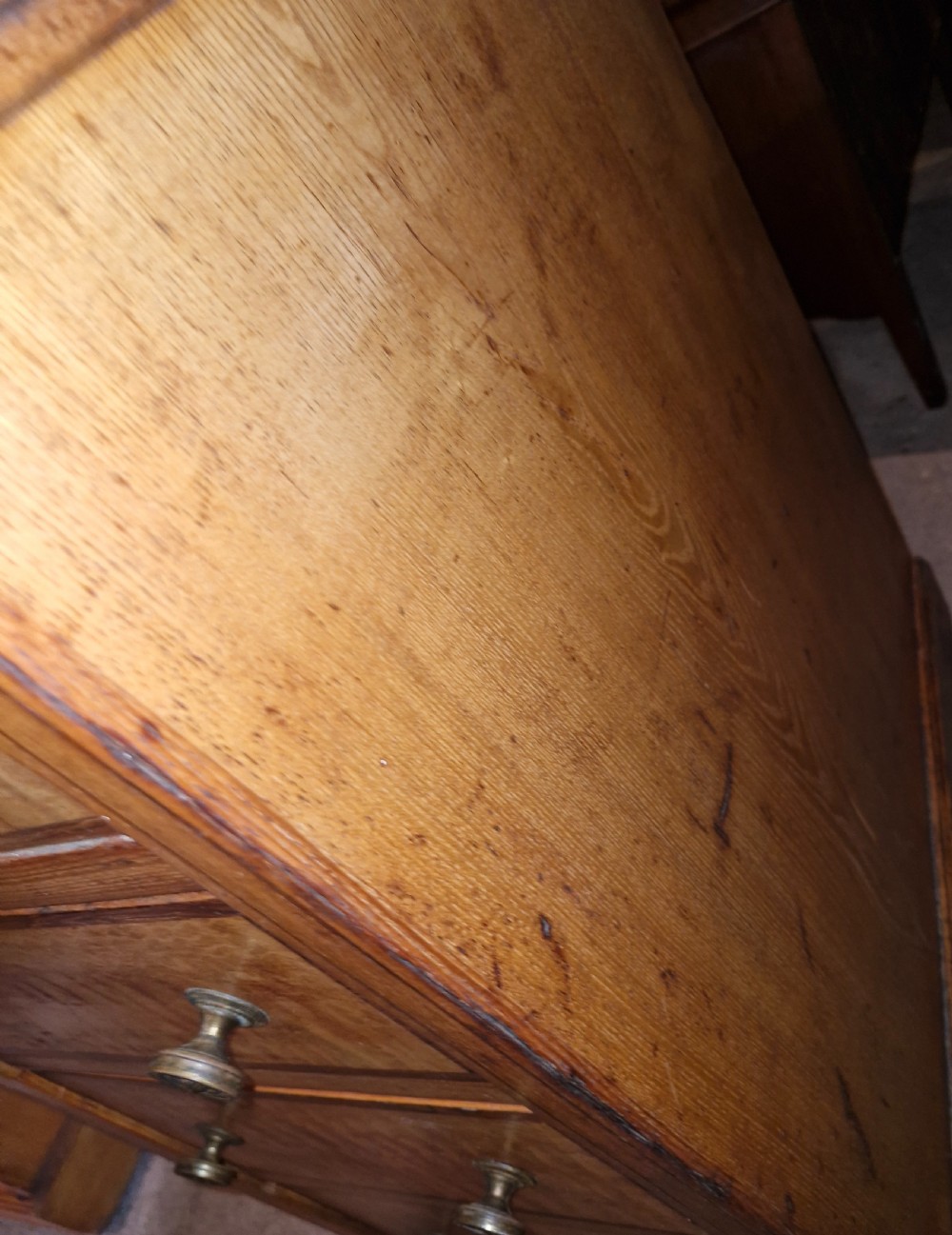 Victorian Ash and Hungarian Ash kneehole pedestal writing desk.  View II