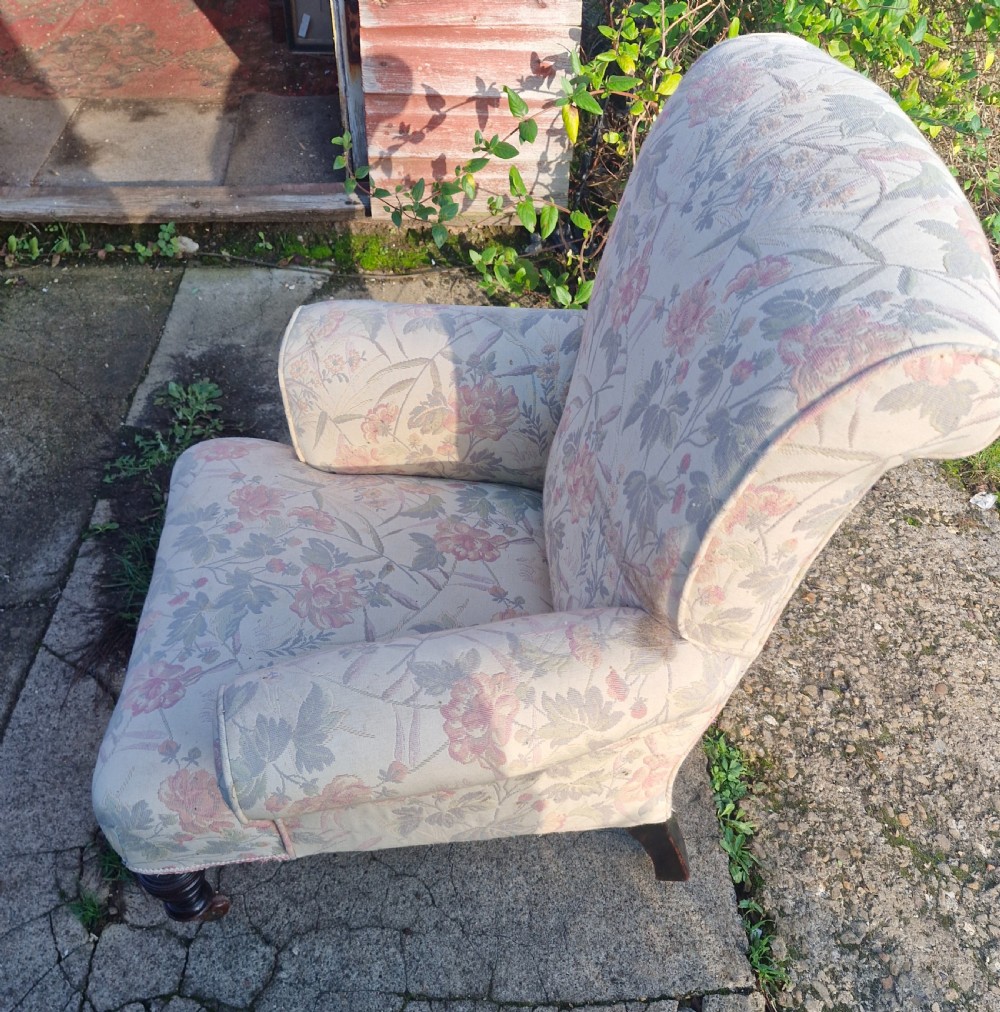 Victorian upholstered child's armchair.  View III