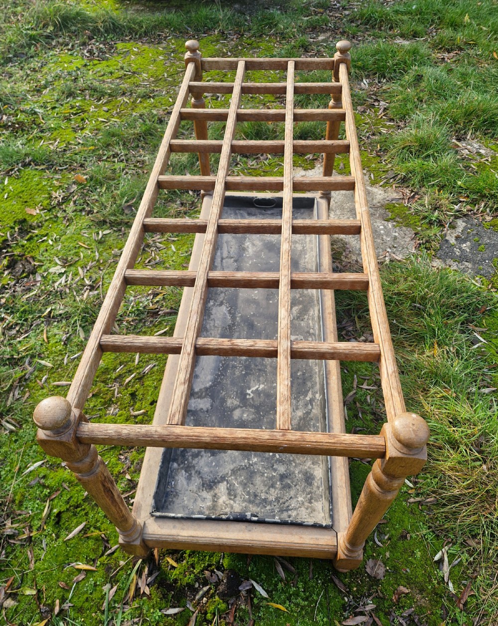 Large country house oak stick and umbrella stand.  View VI