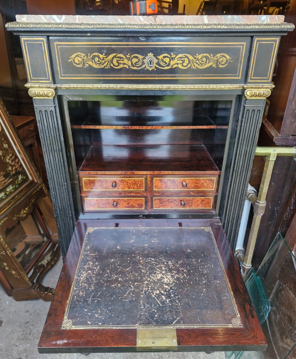 Brass inlaid escritoire writing desk chest. View II
