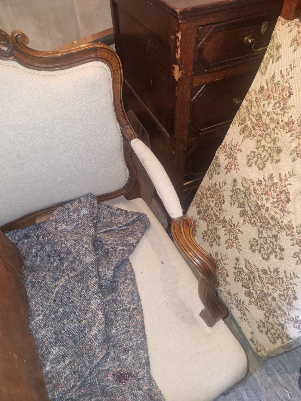 19th century French Walnut framed country house sofa.  View XI