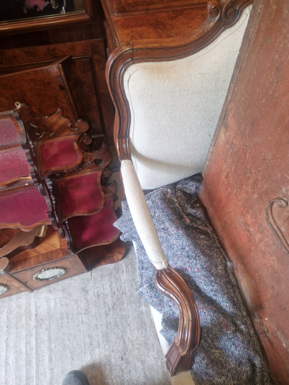 19th century French Walnut framed country house sofa.  View XII