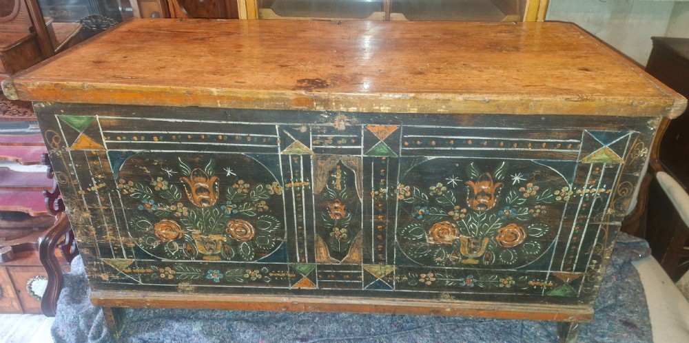 19th century painted pine chest