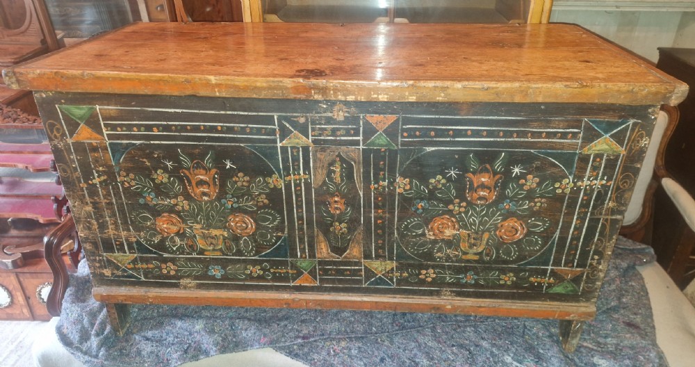 19th century painted pine chest View II