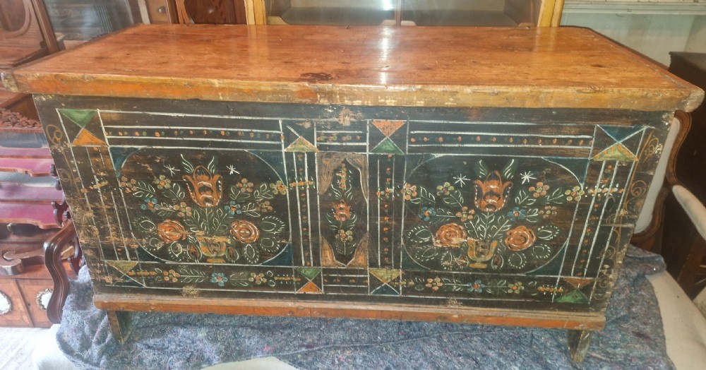 19th century painted pine chest View III