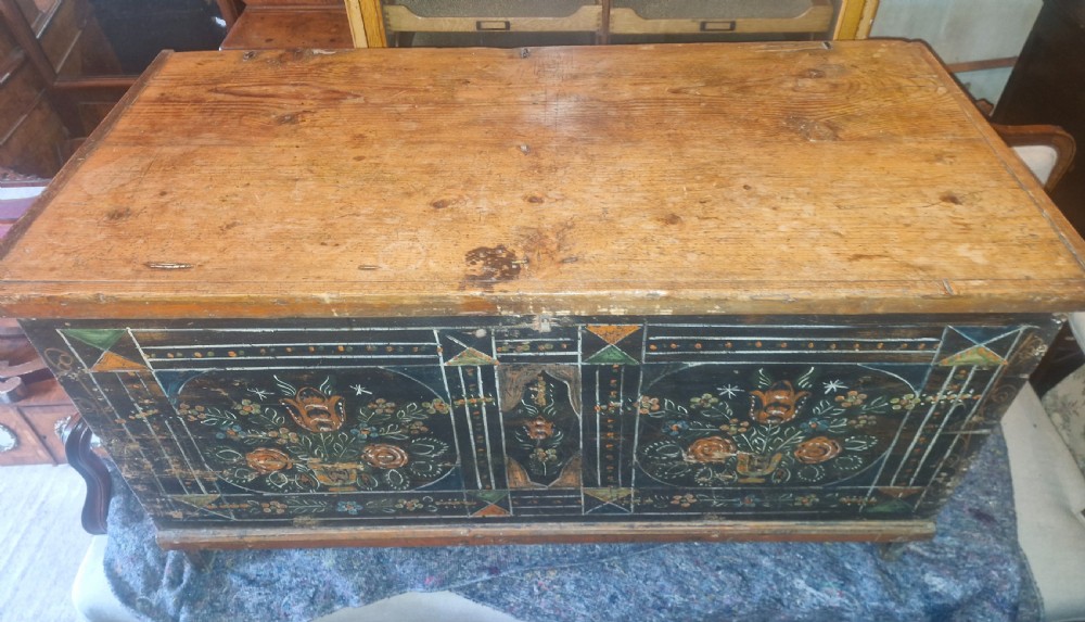 19th century painted pine chest View VIII