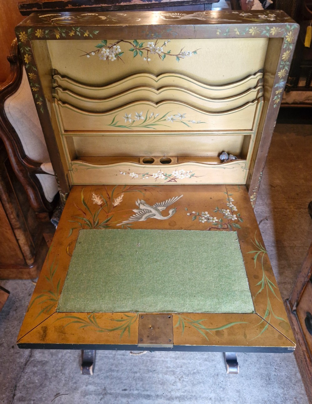 Late Victorian decorated Lady's writing table screen.  View III