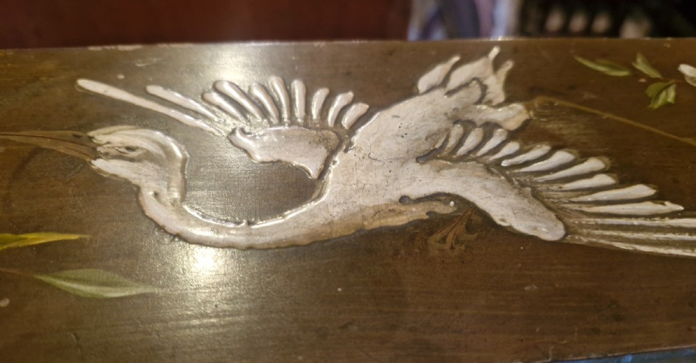 Late Victorian decorated Lady's writing table screen.  View VI