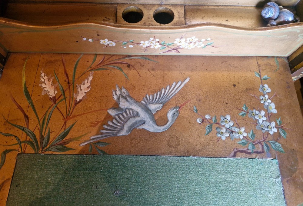 Late Victorian decorated Lady's writing table screen.  View VII