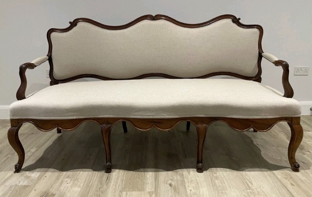 19th century French Walnut framed country house sofa. 