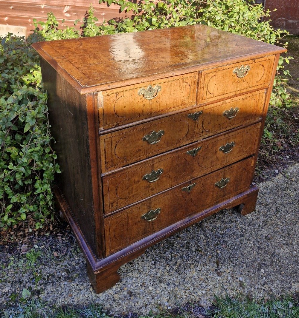 Early 18th century walnut chest of drawers for restoration. Q View IX