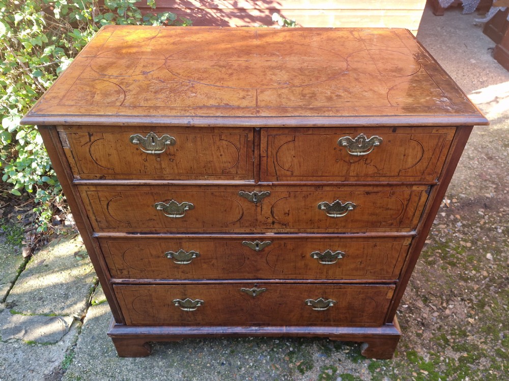 Early 18th century walnut chest of drawers for restoration. Q