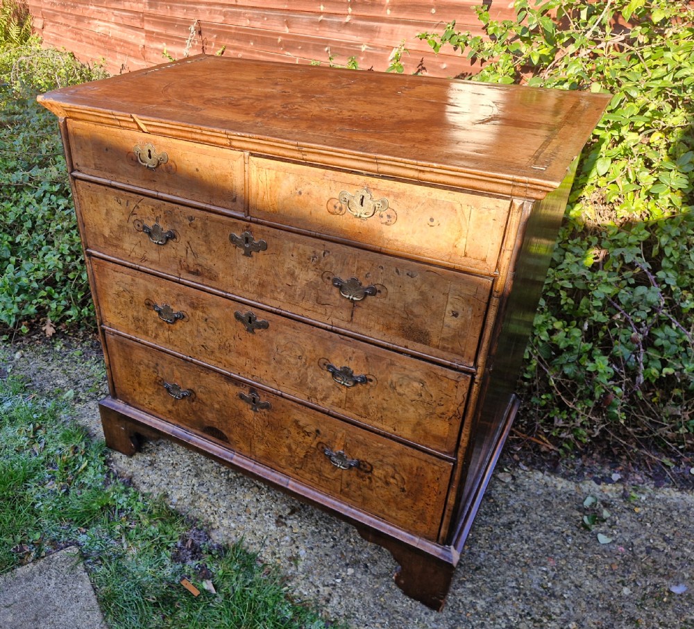 Early 18th century walnut chest of drawers for restoration.  View III
