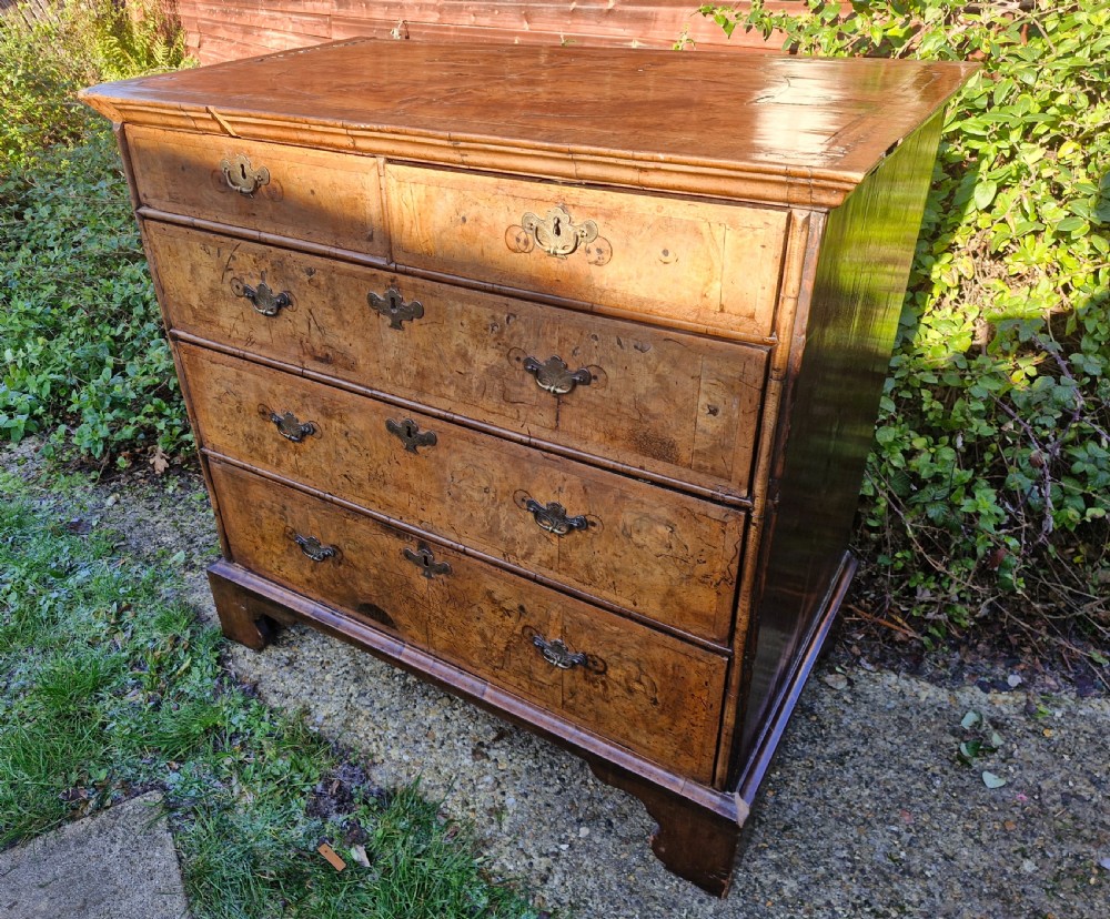 Early 18th century walnut chest of drawers for restoration.  View XI