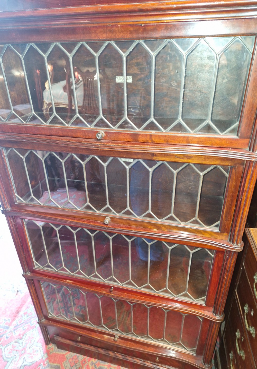Leaded glazed Globe Wernicke bookcase cabinet.  View VI