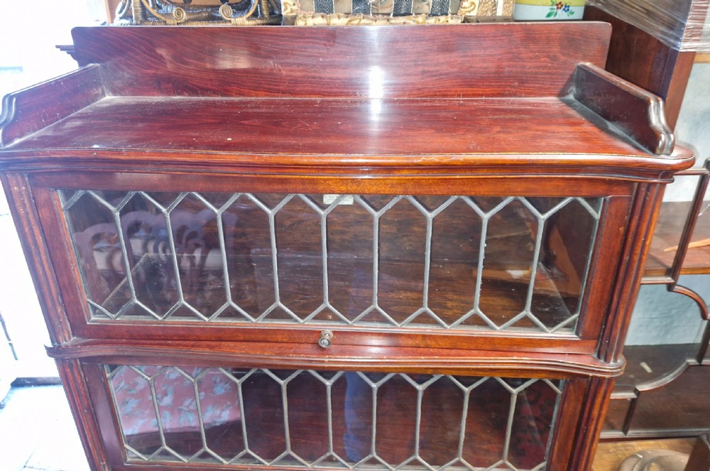 Leaded glazed Globe Wernicke bookcase cabinet.  View VII