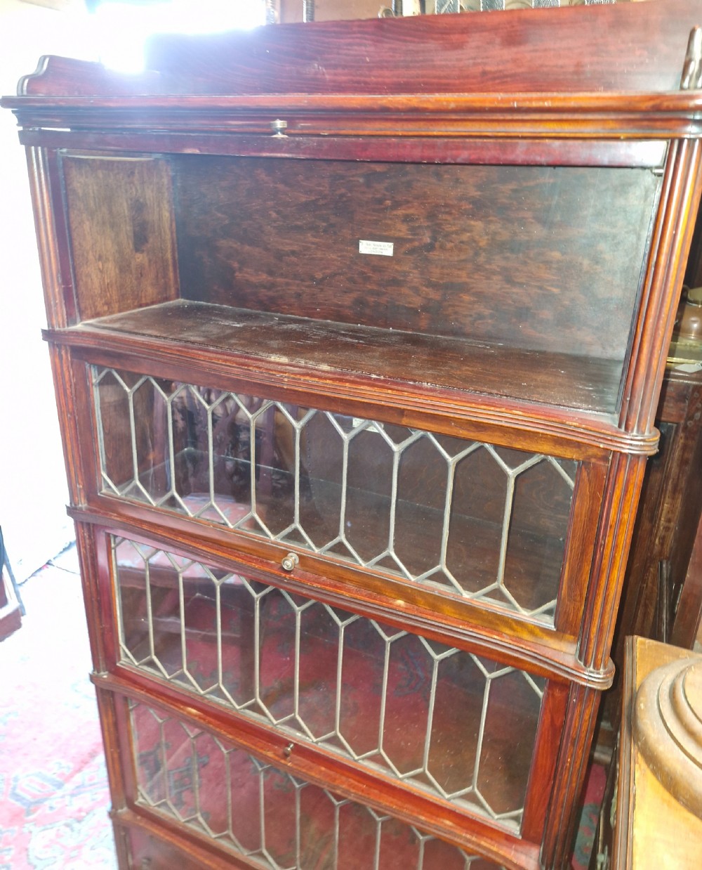 Leaded glazed Globe Wernicke bookcase cabinet.  View IX